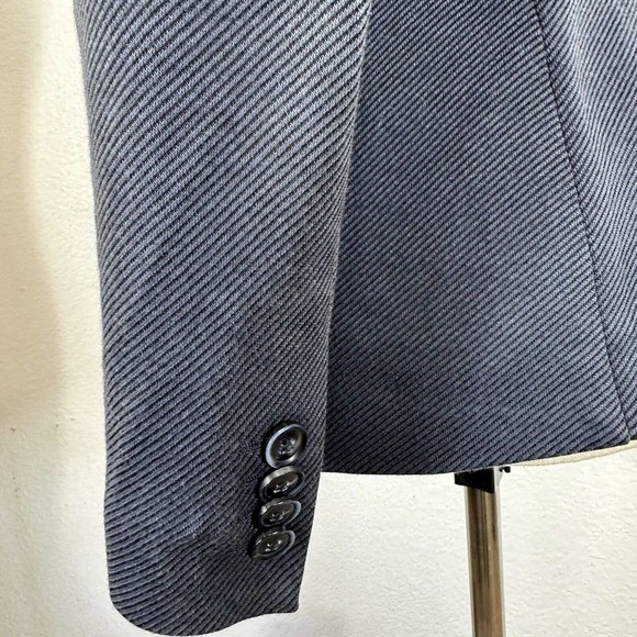 Massimo Dutton Jacket Women Size 4 Blue One Button Tweed Twill Blazer Pockets - Picture 6 of 11